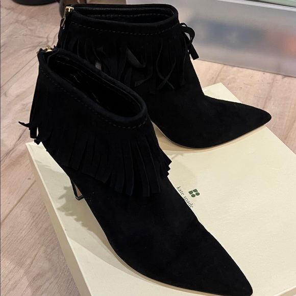 Kate Spade Black Fringe Ankle Booties - Picture 5 of 6